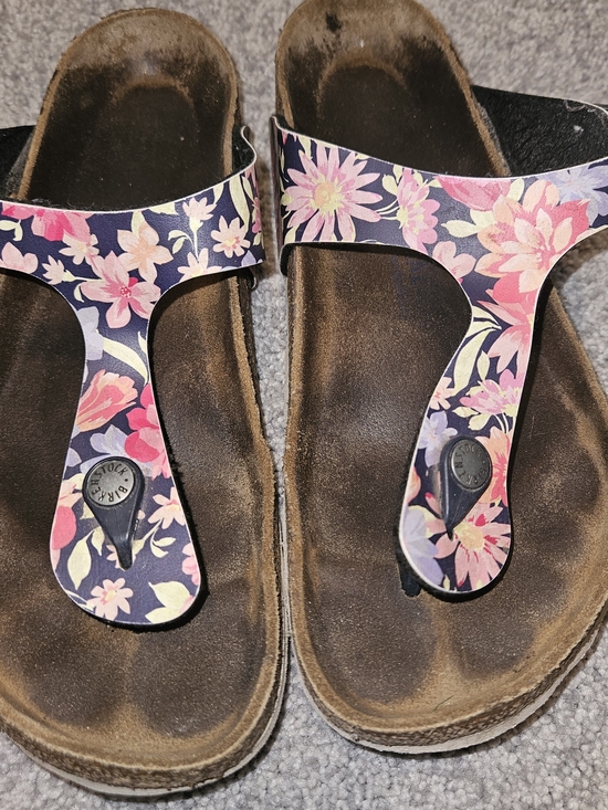 Birkenstock Shoes - Birkenstock Floral Gizeh Thong Sandals - Pink Multi